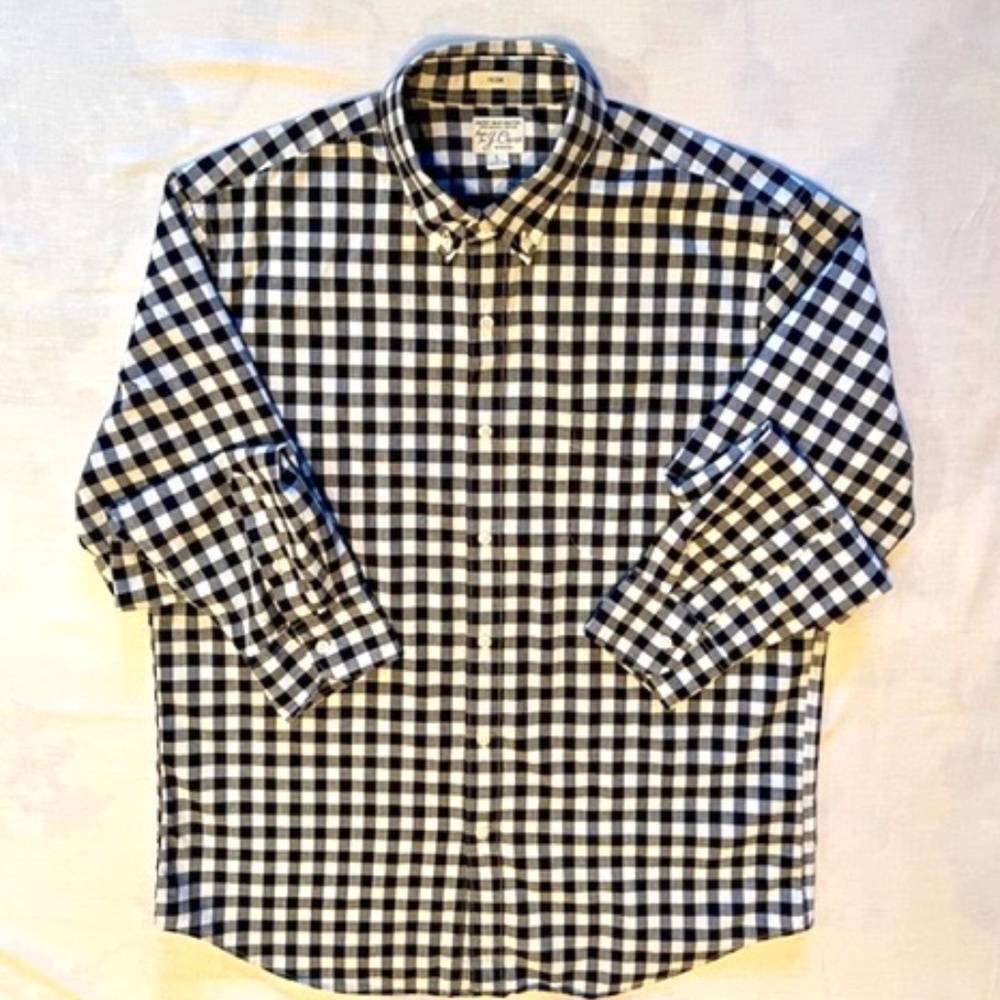J Crew Cotton Shirting Long-Sleeve Gingham size Large Slim​​​​​​​​​​​​​​​​​